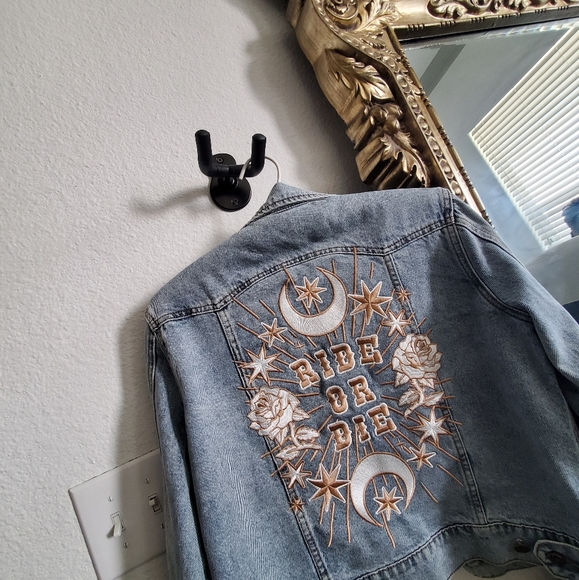 Rue de seine Ride or Die Denim Jacket - Picture 1 of 4